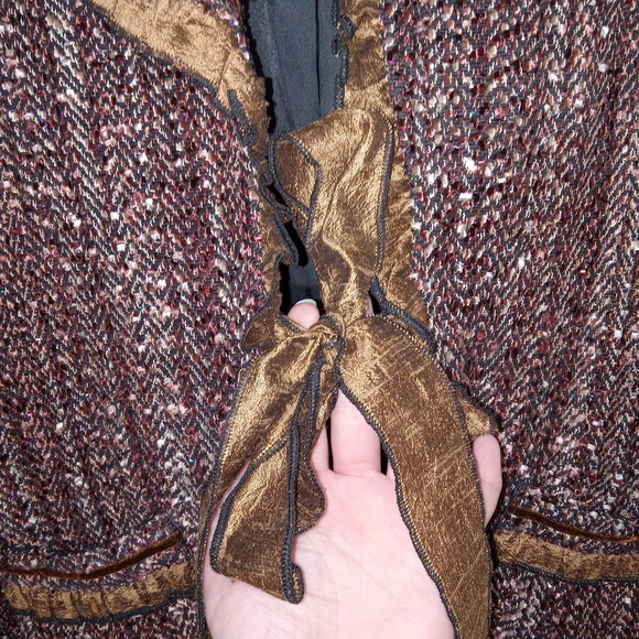 YAK MAGIK Multi Colored Tweed Sparkly Evening Jacket With Ruffled Hem Womns XL - Picture 11 of 13